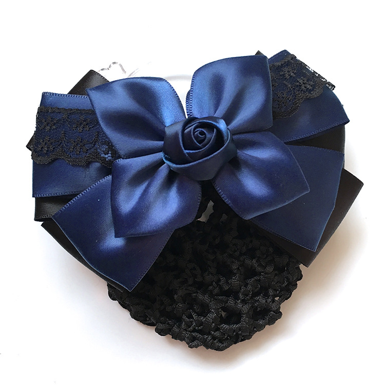 韩国蝴蝶结高档职业头花空姐女发网花邮政工作护士头花网兜花批发|ms