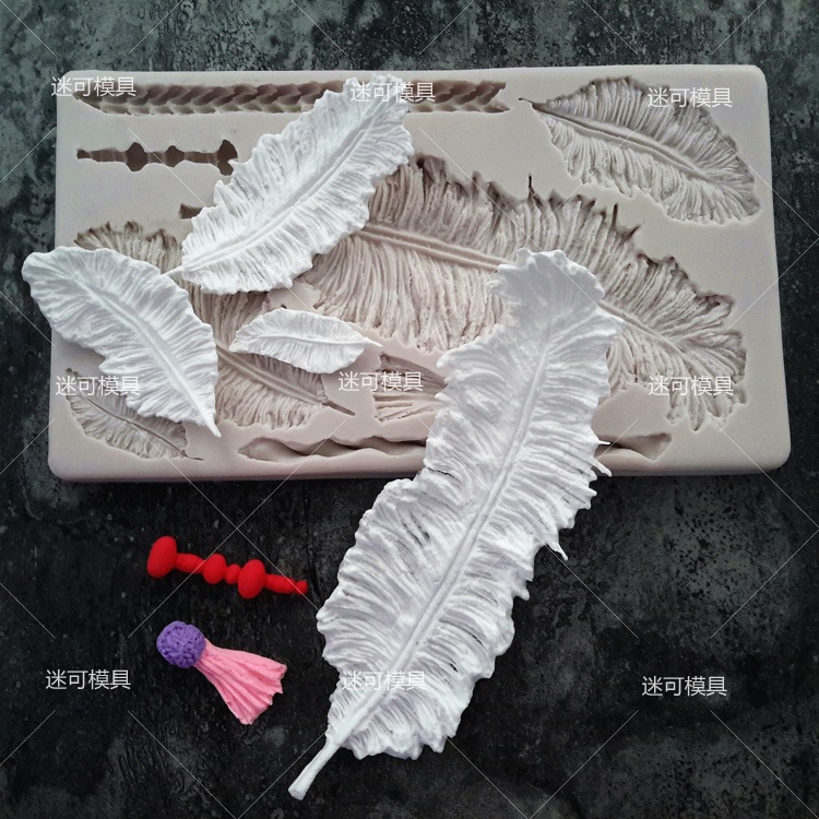 Molde para hornear pluma textura fondant cake molde de silicona molde de impresión molde de chocolate al por mayor