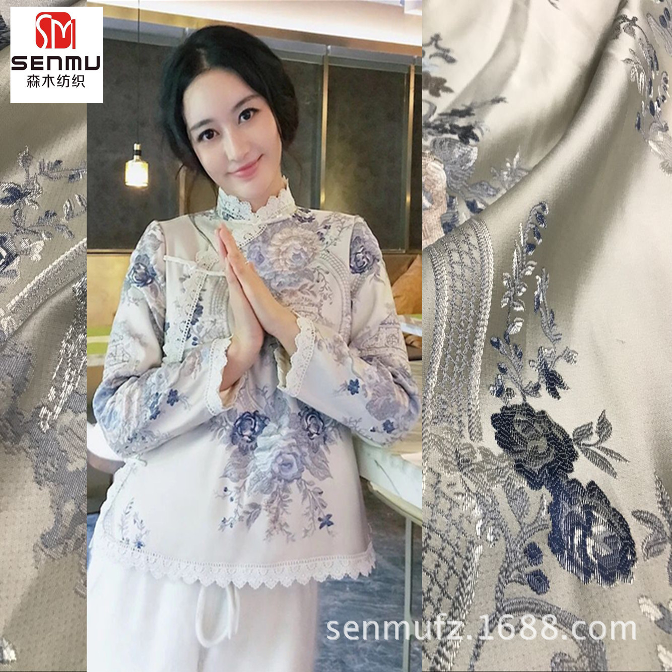 秋冬梭织提花面料 欧美旗袍礼服色织布 现货 涤纶 民族风提花布料