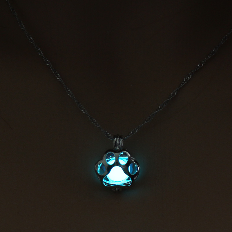 Hot Sale Luminous Cage Hollow Cat Claw Pendant Halloween Alloy Necklace For Women Accessories display picture 4