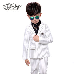 Rhubarb Beibei Spring New Men's Children's Suit Two-Piece Set Korean Striped Slim Fit Children's Outfit Set One Piece Shipping