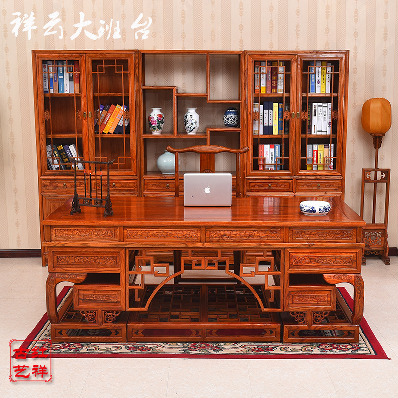中式办公桌椅组合家用写字台卧室书法桌书画桌简约电脑桌实木书桌|ru