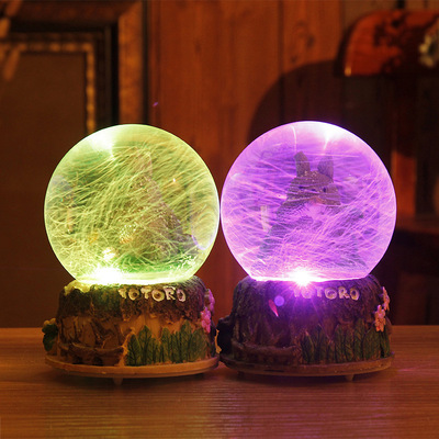 创意卡通旋转音乐盒飘雪 八音盒闪光水晶球节日纪念情侣礼物