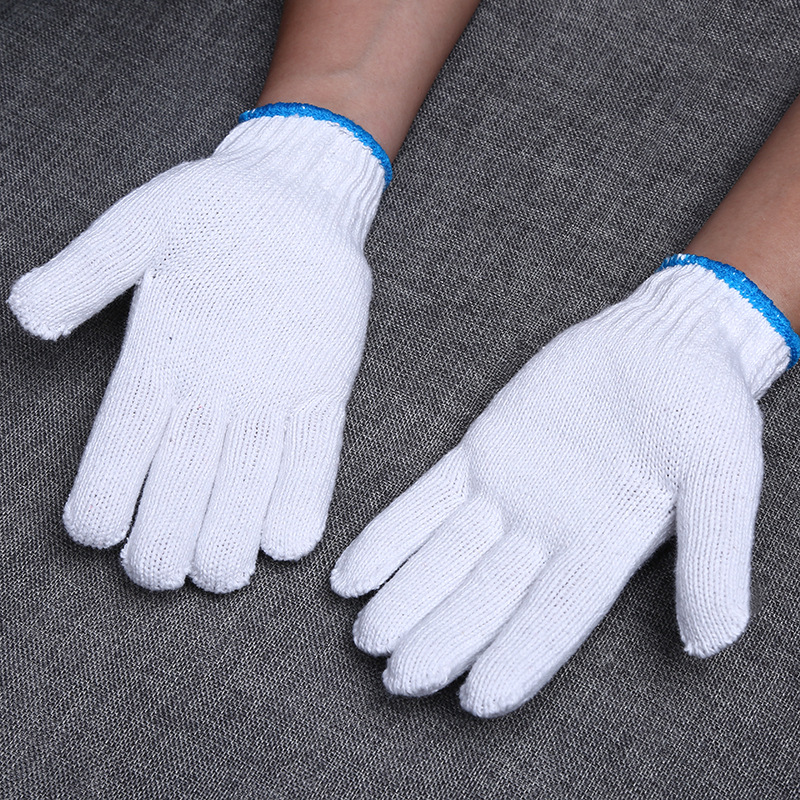 七针漂白棉纱手套900g及足重线手套 棉纱灯罩棉涤棉劳保手套批发