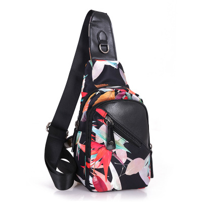 新品特惠潮流时尚百搭花卉图案胸包单肩包斜挎包休闲女包支持混批