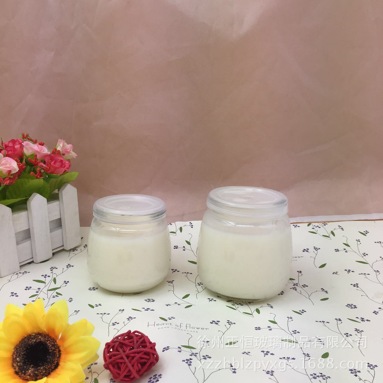 批发100ml200ml300ml大口可爱布丁酸奶瓶胖胖布丁玻璃瓶含盖子