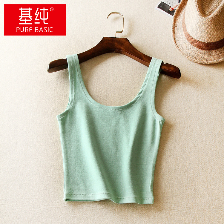 秋季款小背心经典热销纯色露脐内搭短款U领露背小背心吊带5018|ms