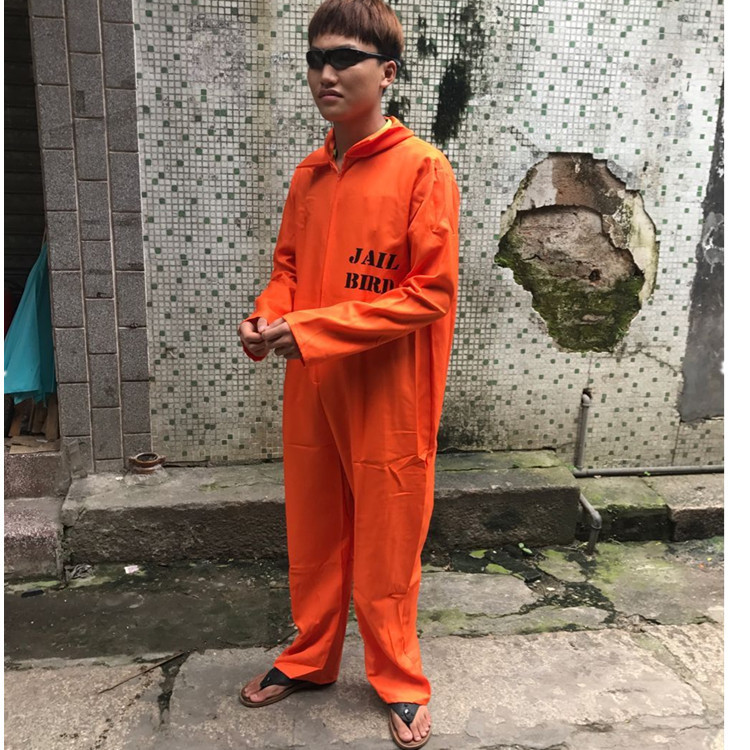 万圣节美国成人男女表演服装囚犯扮演服饰橙色囚犯服囚服-阿里巴巴