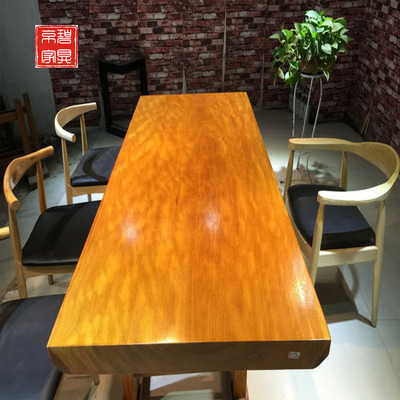 非洲黄花梨大板 原木黄花梨巴花餐桌红花梨创意茶台实木茶桌批发|ms