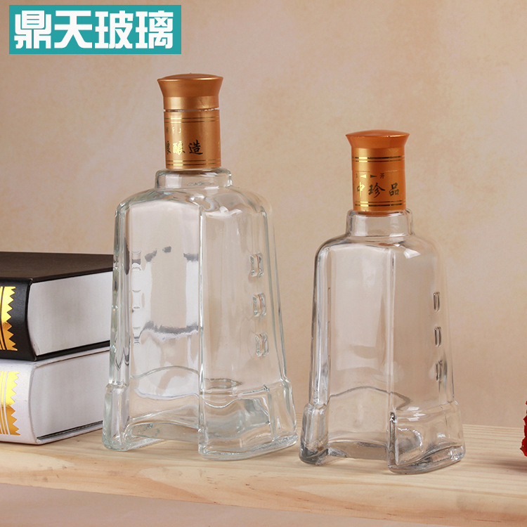 编钟形玻璃酒瓶透明玻璃劲酒瓶350ml500ml白酒瓶药酒瓶可定制