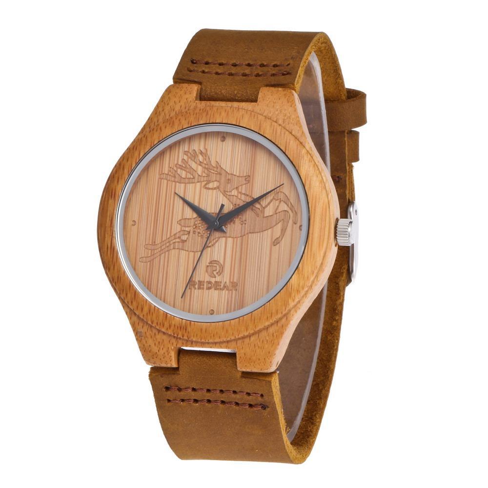 Amazon Selling Hot Selling Bamboo Deer Side Belt Bamboo Watch Wood Watch Manufacturers Wholesale