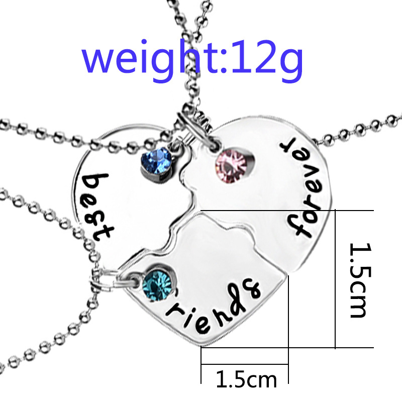 New fashion good friend three-piece Best FriendsForever love accessories necklace