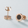 Black earrings stainless steel, golden accessory for beloved, European style, pink gold