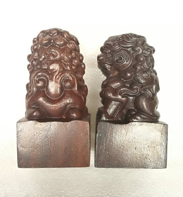 木質工藝品擺件 獅子印章手把件 實木雕刻獅子印章 文玩