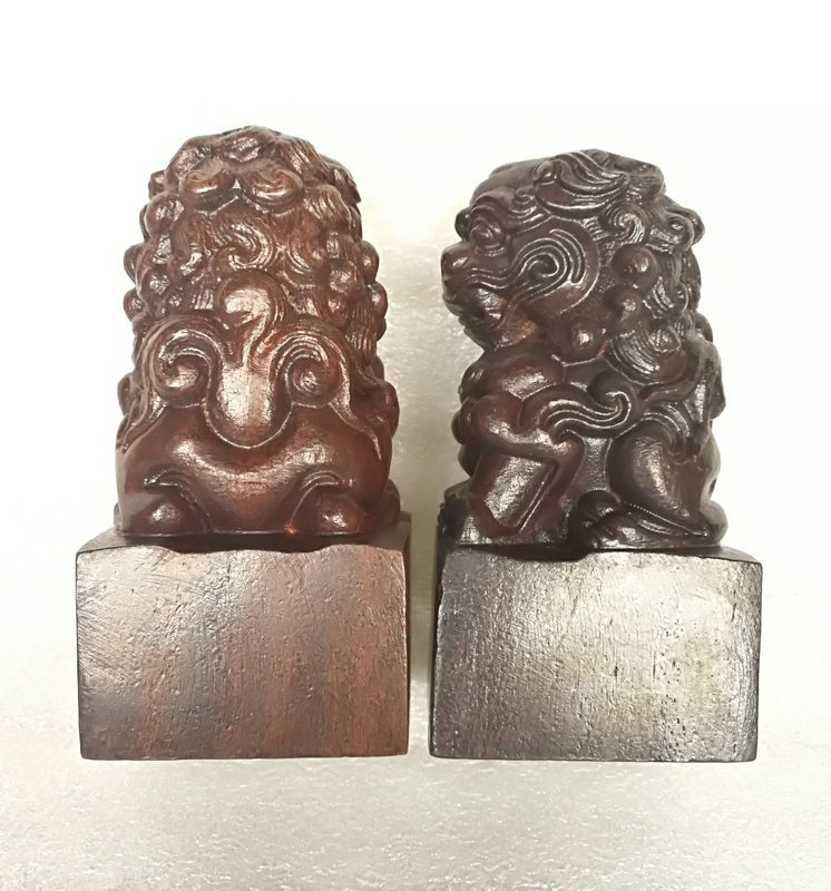 木質工藝品擺件 獅子印章手把件 實木雕刻獅子印章 文玩