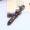 Retro leather keychain, suitable for import, genuine leather, Birthday gift, punk style