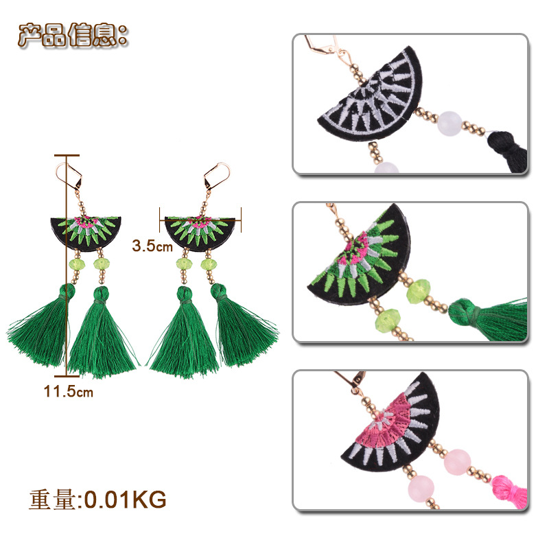 folk-custom alloy hand made earring (Rose pink)NHJQ9301-Rose pink