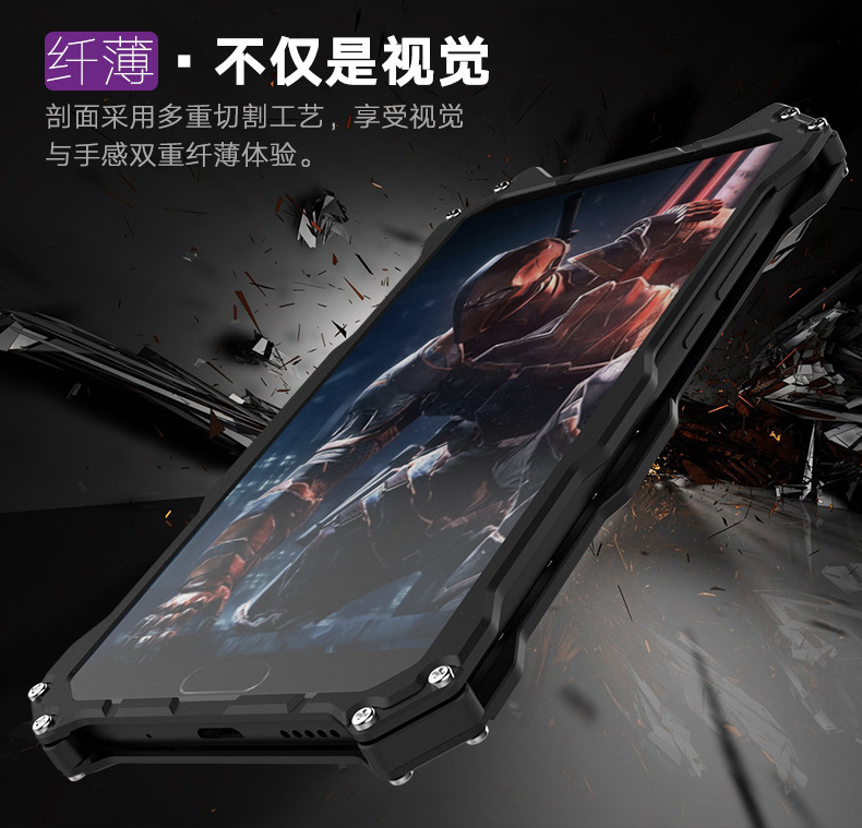 R-Just Batman Shockproof Aluminum Shell Metal Case with Custom Batarang Stent for Huawei Mate 10