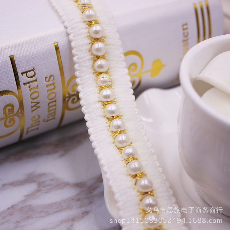 2.5cm golden silk pearl weaving lace DIY clothing auxiliary home…