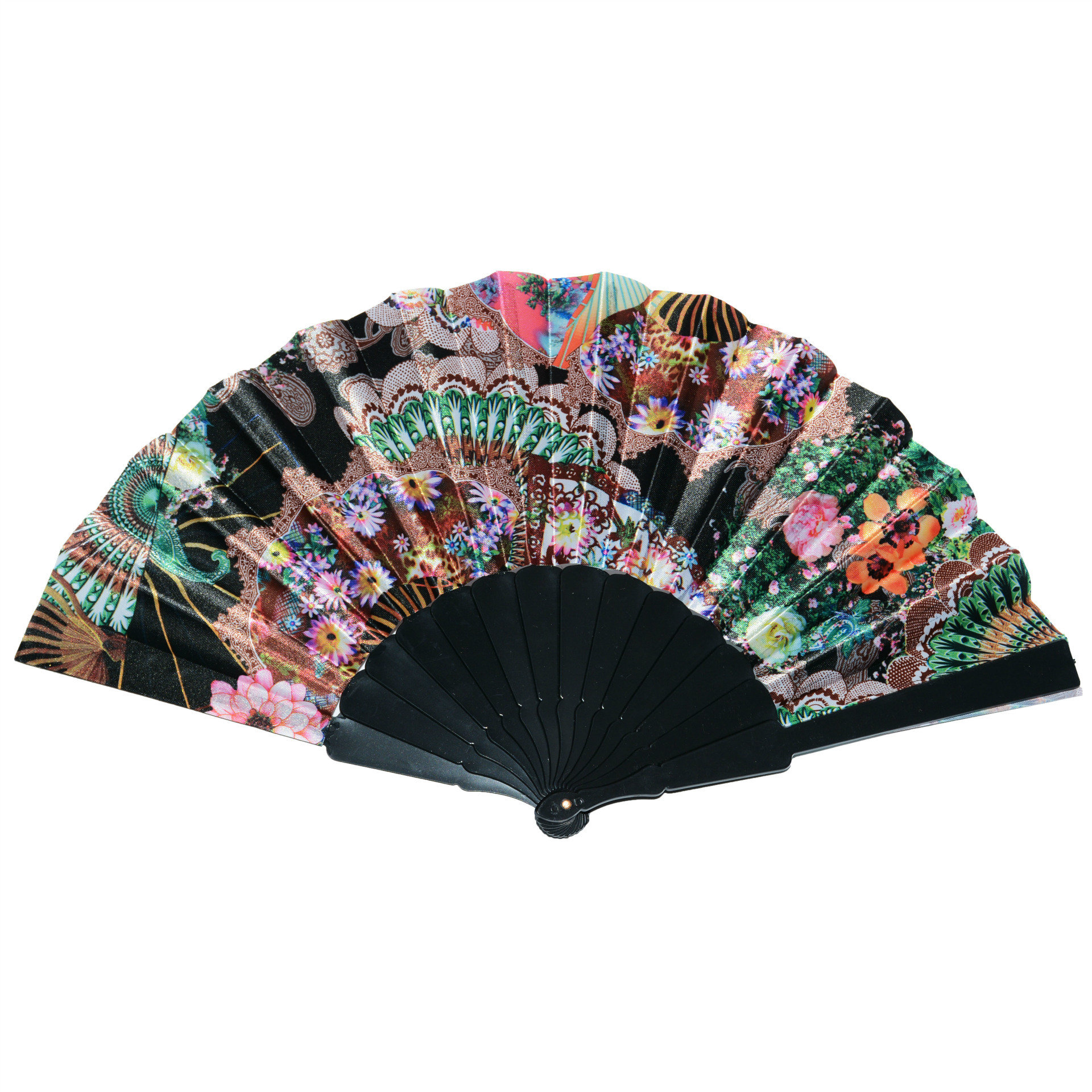 扇子批发女士折叠平板绸布舞蹈礼品出口外贸中国风工艺树脂色丁布