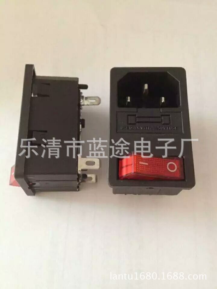 AC电源插座，带开关带保险丝卡式连体三合一AC插座，品字插座