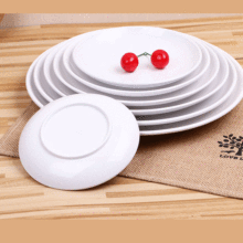 密胺白色圆形月光盘仿瓷大盘子菜盘盖浇饭盘自助餐盘塑料浅盘子