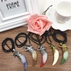 Personalized color imitation wolf tooth black rope necklace men's and women's jewelry 2 yuan store stall night market goods wholesale small gift