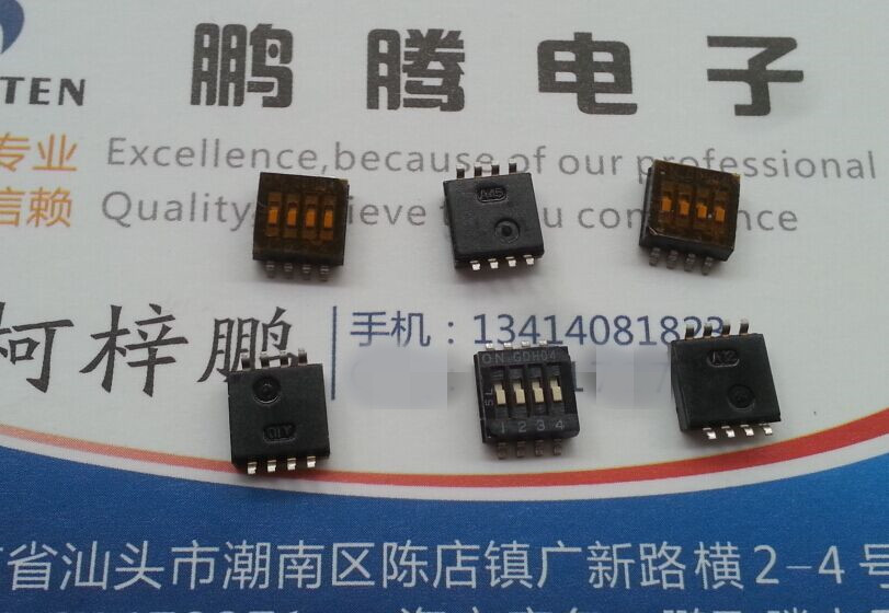 进口日本ALCO GDH04S 贴片拨码开关4位 1.27mm 镀金 编码拨动开关