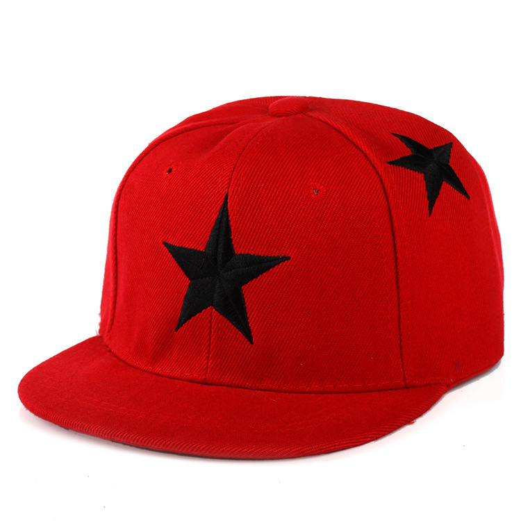 帮手描述图：韩版新款儿童刺绣五角星平沿嘻哈帽棒球帽遮阳帽子批
