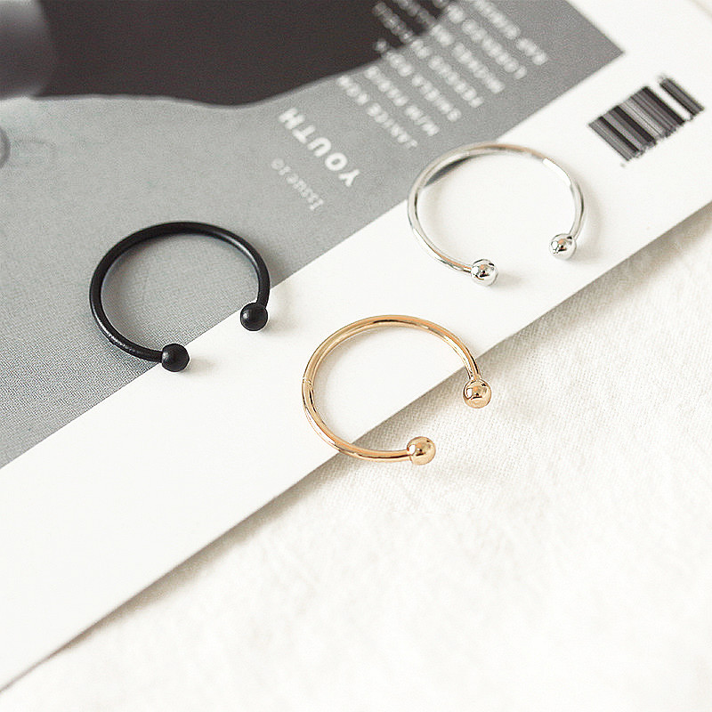 Glaelle Perlen Öffnung Verstellbarer Ring Koreanische Mode Persönlichkeit Temperament Einfache Runde Kugel Paar Schwanz Ring Großhandel Gemischte Charge display picture 4