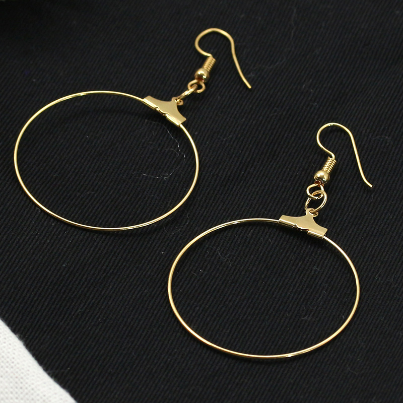 New Simple Golden Large Circle Earrings Handmade Round Ear Studs Wholesale display picture 6
