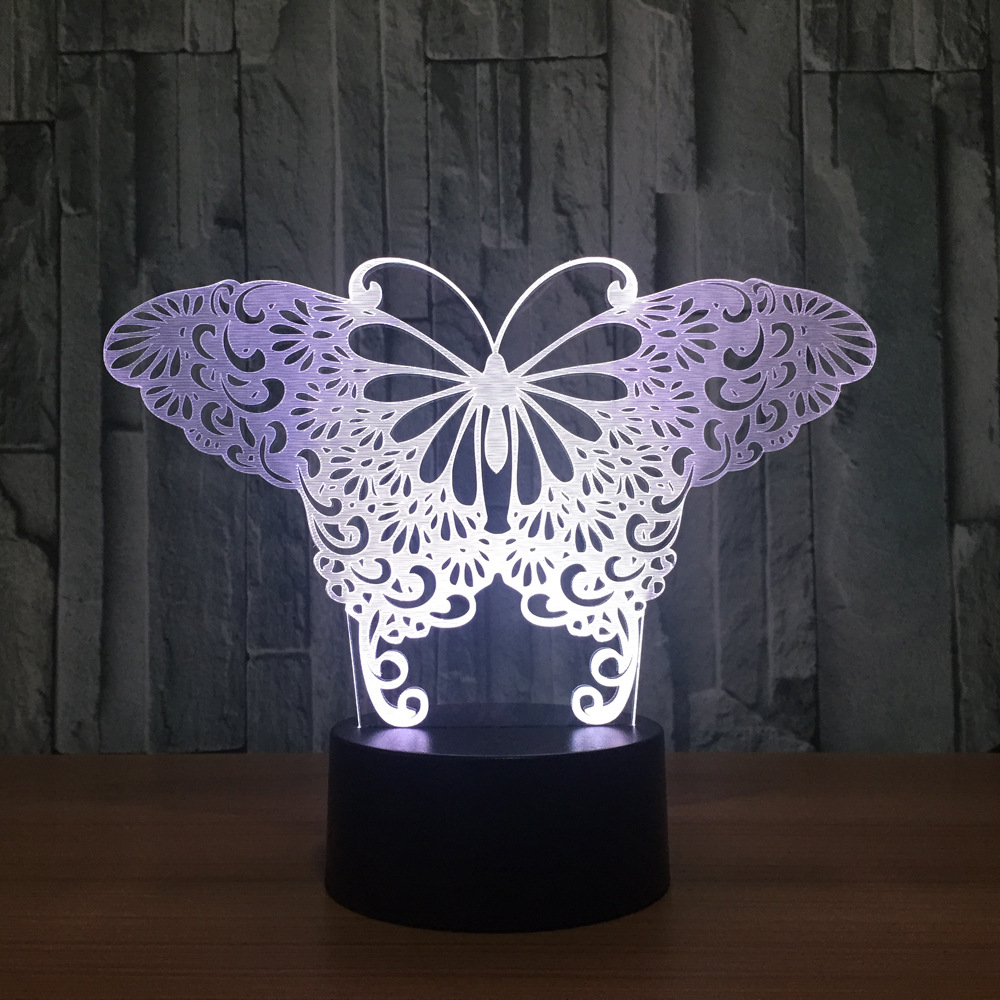 3D创意七彩小夜灯 简约触摸家居卧室USB供电