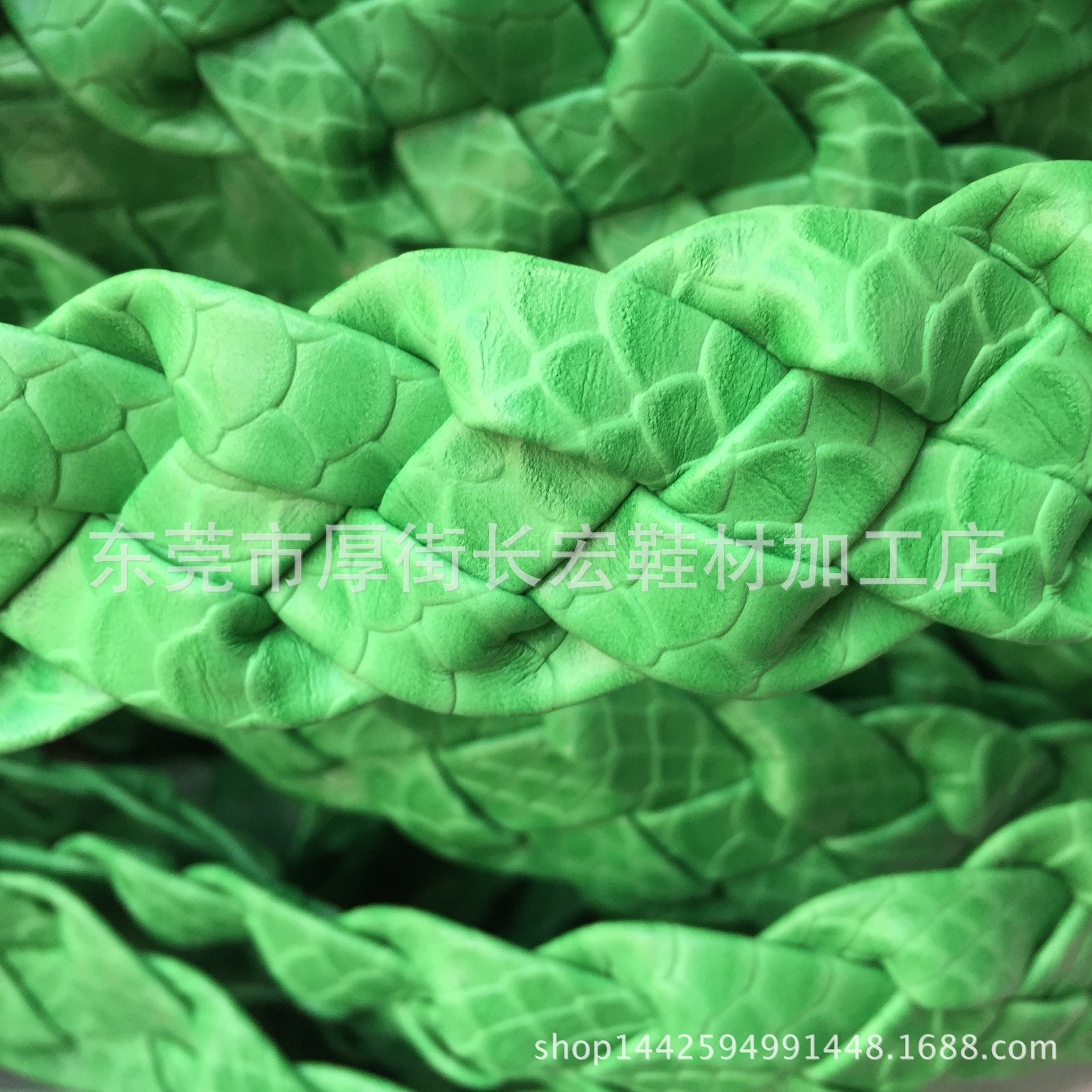 蛇纹PU抽条三股编 手工编织三股皮绳 抽条 对折条 PU绳批发