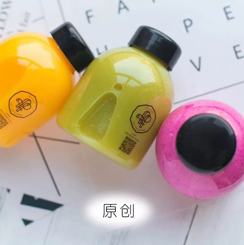 400ML矮胖铝盖塑料盖 奶茶果汁瓶 水果茶食品级PET塑料瓶(SL4006)