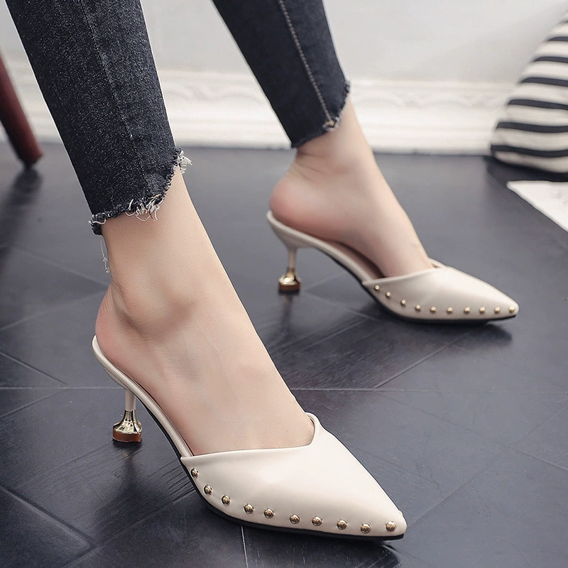 Slide pointy toe high heels, shoes, 2017 trend, Korean style, for import