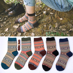 粗線襪復古民族風襪男襪棉冬季加厚個性男士筒襪保暖襪批發