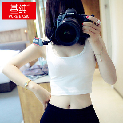 莫代尔超短款裹胸露脐小背心打底防走光运动背心女8010夏季新品|ru