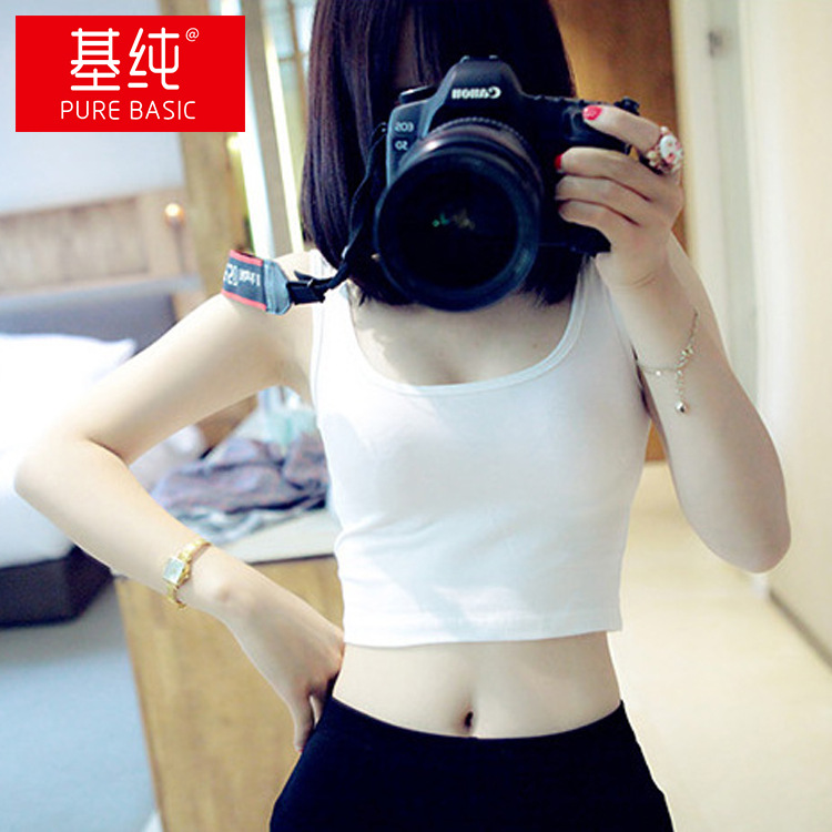 莫代尔超短款裹胸露脐小背心打底防走光运动背心女8010夏季新品|ru