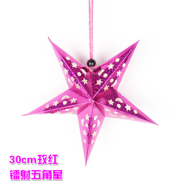 En stock vacaciones celebración decoración tridimensional láser Navidad estrella de cinco puntas techo decoración papel estrella escena pantalla