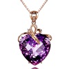 Crystal pendant heart shaped with amethyst, necklace, 750 sample gold, with gem