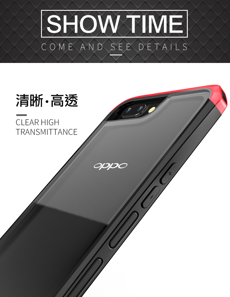 Luphie Nunchaku Airframe Metal Frame Air Barrier Tempered Glass Back Case Cover for OPPO R11 & OPPO R11 Plus
