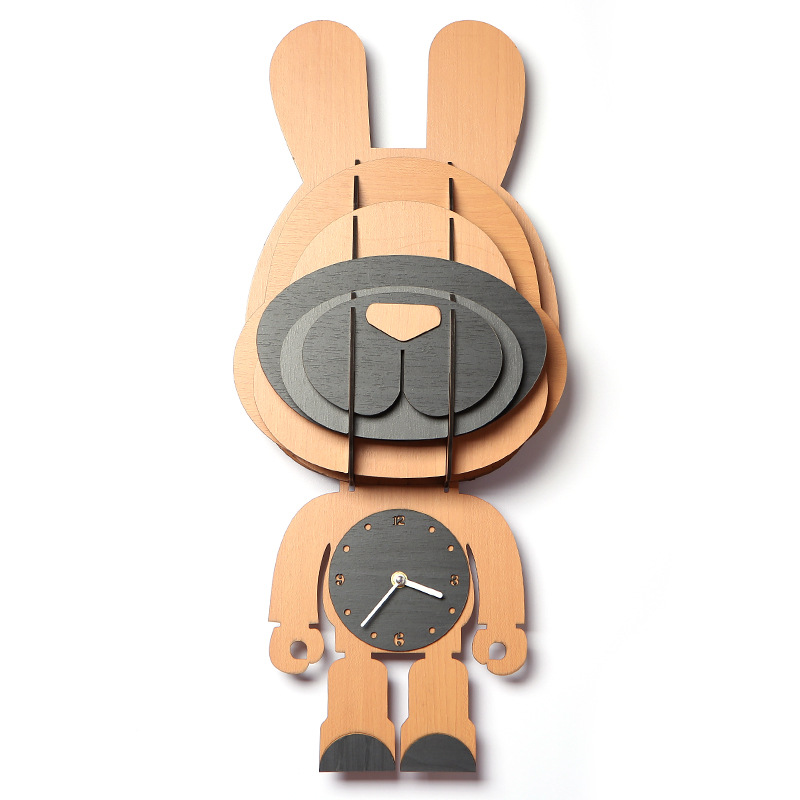 2019 nueva moda hogar decorativo Reloj de pared personalidad creativa DIY dibujos animados forma animal decorativo Reloj de pared al por mayor