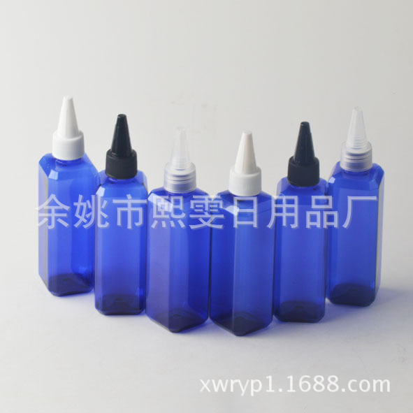 100ml蓝色方瓶塑料瓶 小口瓶 油瓶 尖嘴瓶 水剂瓶子