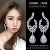 Hypoallergenic fashionable silver needle, earrings, zirconium, Japanese and Korean, Korean style, silver 925 sample, diamond encrusted