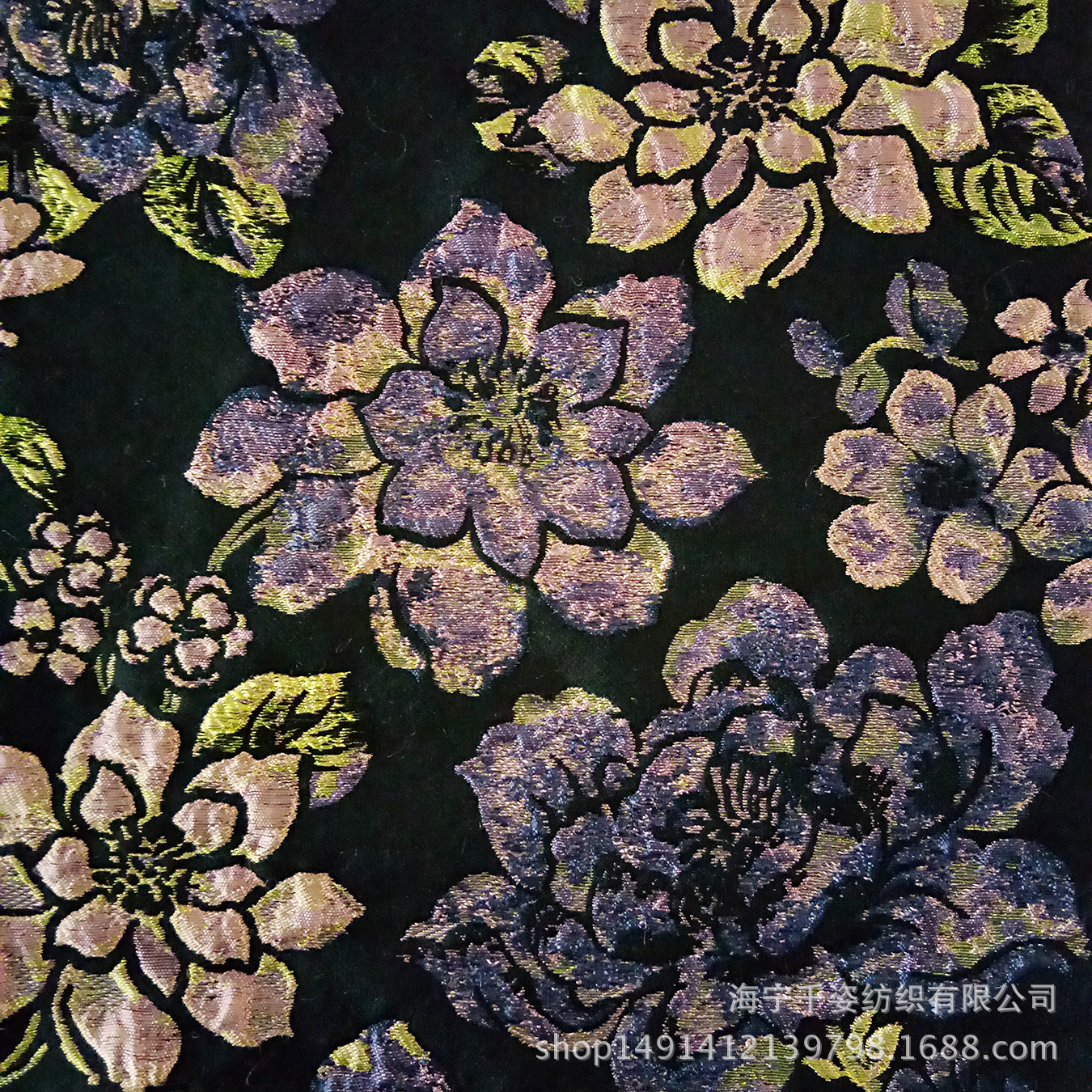 新款提花服装布料     时尚大朵玫瑰花连衣裙布料金银丝时装布料