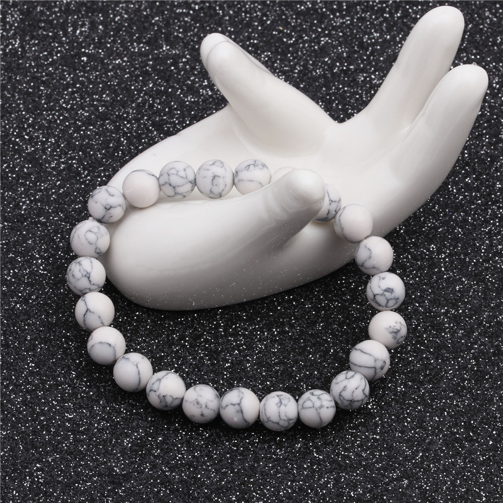 8mm white pine stone head bracelet natural stone DIY beaded bracelet jewelrypicture7