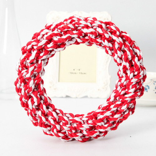 Pet dog toy chewing circle Artificial woven donuts Bite-resistant cotton rope toy circle Pet toy