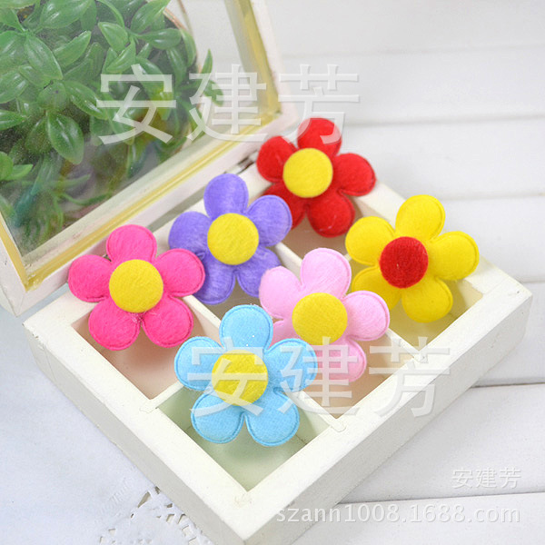 毛绒布花朵衣服补丁布贴 diy发饰手工花朵布贴 饰品配件布贴批发