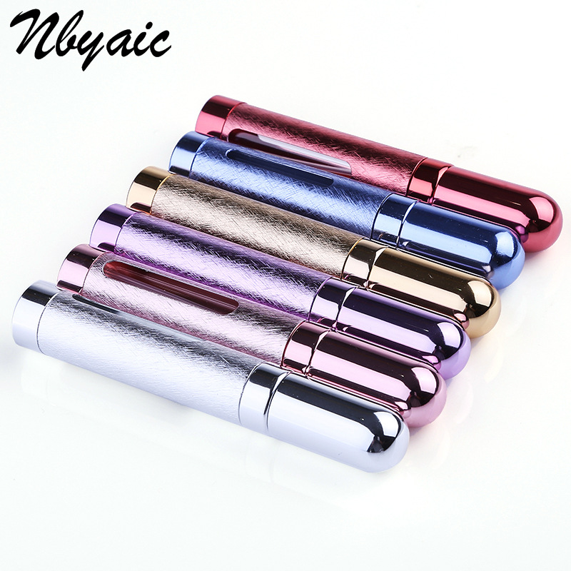En stock bala J017-12ml de aluminio de cabeza redonda botella de spray de perfume lápiz labial tubo de perfume botella vacía de vidrio