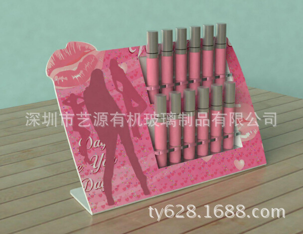 厂12年 专业制作创意高档亚克力白色折弯口红 唇彩12孔展示架